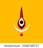 Lord Durga third eye with white half moon vector icon.