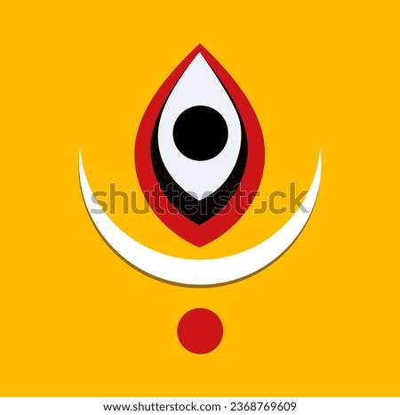 Lord Durga third eye with white half moon vector icon.