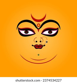Lord Durga's happy face vector illustration. svg