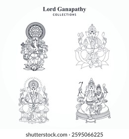 Lord ganapathy vector lineart collections