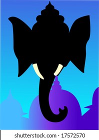 Lord Ganesh in blue background 	