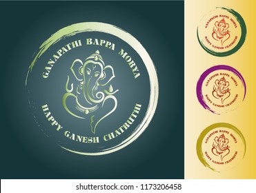 lord ganesh chaturthi vector badge