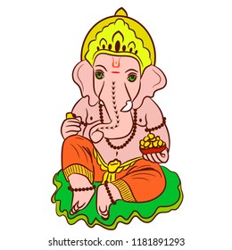 Lord Ganesh cute design illustration art.
