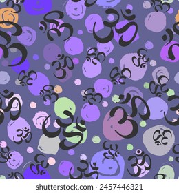 Lord Ganesh, Diwali Om Sacred Symbol Seamless Pattern. Repetition background for textiles, wrapping paper or wallpapers.