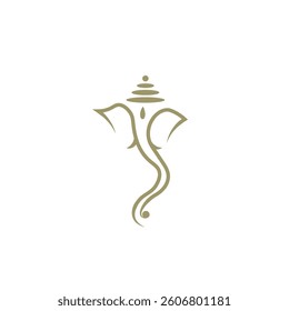 Lord Ganesh face hand drawn line art vector illustration drawing icon for ganesh Chaturthi, Indian wedding invite, griha pravesh, house warming invite, Ganpati puja
