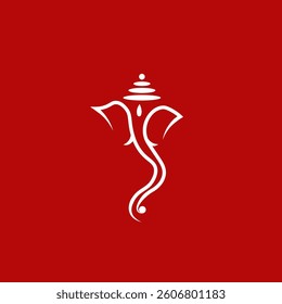 Lord Ganesh face hand drawn line art vector illustration drawing icon for ganesh Chaturthi, Indian wedding invite, griha pravesh, house warming invite, Ganpati puja