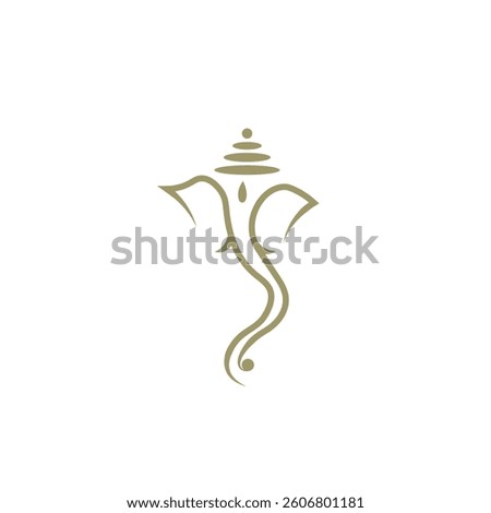 Lord Ganesh face hand drawn line art vector illustration drawing icon for ganesh Chaturthi, Indian wedding invite, griha pravesh, house warming invite, Ganpati puja