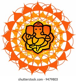  Lord Ganesh in floral background 	