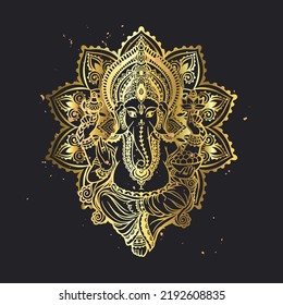  lord Ganesh golr image. God with elephant head. Illustration of Happy Ganesh Chaturthi. Festival of ganesh chaturthi.Mandala, medallion, yoga, india