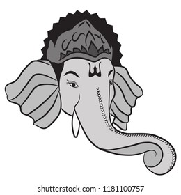 Lord ganesh head gray  vector illustration design.