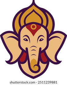Lord Ganesha cabeça logotipo ilustração vetorial arte no fundo branco, ícone de Lord Ganesha,