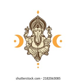  lord Ganesh image. God with elephant head. vector Illustration of Happy Ganesh Chaturthi. Festival of ganesh chaturthi.Mandala, medallion, yoga, india