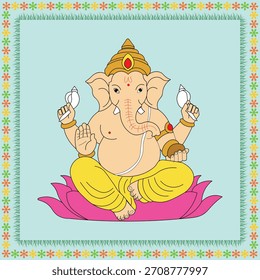 Señor Ganesh jee Arte vectorial con hermosos bordes, hermoso Ganesh jee, arte de dios hindú