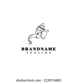 lord ganesh logo cartoon icon design template black modern isolated vector illustration