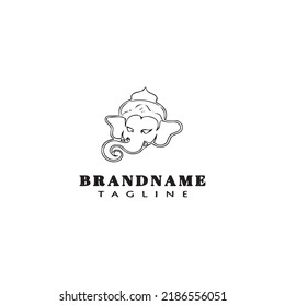 lord ganesh logo cartoon icon design template black modern isolated vector illustration