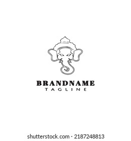 lord ganesh logo cartoon icon design template black modern isolated vector illustration