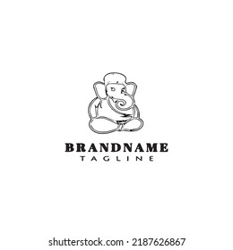 lord ganesh logo cartoon icon design template black modern isolated vector illustration