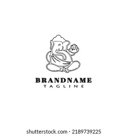 lord ganesh logo cartoon icon design template black modern isolated vector illustration