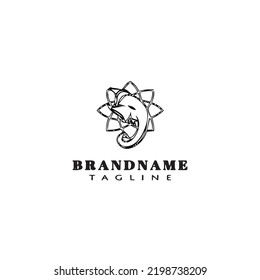 lord ganesh logo cartoon icon design template black modern isolated vector illustration