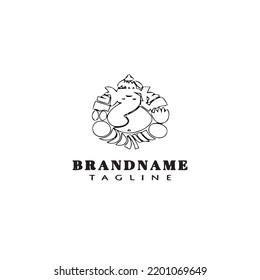 lord ganesh logo cartoon icon design template black modern isolated vector illustration
