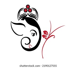lord Ganesh. Puja. Ganesh Chaturthi. It is used for postcards, prints, textiles, tattoo. Ornament beautiful card with God Ganesha. Illustration of Happy Ganesh Chaturthi.om Ganesh.