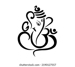 lord Ganesh. Puja. Ganesh Chaturthi. It is used for postcards, prints, textiles, tattoo. Ornament beautiful card with God Ganesha. Illustration of Happy Ganesh Chaturthi.om Ganesh.