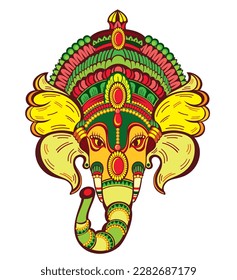 lord Ganesh. Ganesh Puja. Ganesh Chaturthi. It is used for postcards, prints, textiles, tattoo.Ornament beautiful card with God Ganesha. Illustration of Happy Ganesh Chaturthi.om ghanesh.Indian religi