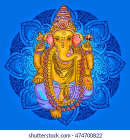 lord Ganesh. Ganesh Puja. Ganesh Chaturthi. It is used for postcards, prints, textiles tattoo