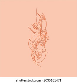 lord ganesha in abstract line drawing graphical form