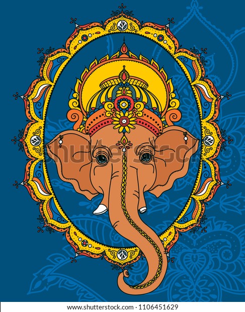 Lord Ganesha Beautiful Indian Style Frame Stock Vector (royalty Free 