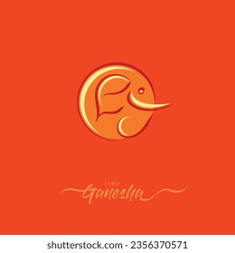 lord ganesha colour creative illustration with orange background for festival