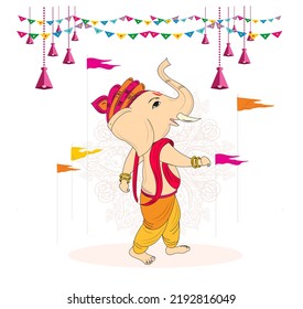 Lord Ganesha dancing Illustration for Happy Ganesh Chaturthi