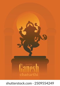 lorde Ganesha dança silhueta vetor ilustração. Feliz Ganesh Chaturthi.  