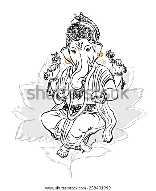 Lord Ganesha Drawing Vector Stock Vector Royalty Free 258431999
