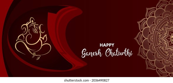 Lord Ganesha elegante diseño vectorial con arte mandala para el festival Ganesh Chaturthi. Festival de Ganpati 