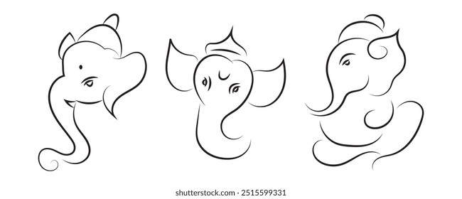 Lord Ganesha mão desenhada linha arte vetor ilustração ícone de desenho para ganesh Chaturthi, convite de casamento indiano, griha pravesh, casa aquecimento convite, Ganpati puja