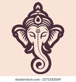 Lord Ganesha head logo flat vector illustration