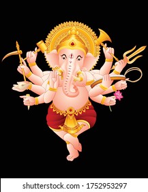 Dios hindú del Señor Ganesha. Vector gráfico