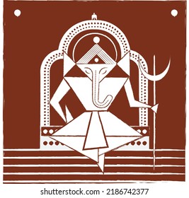 Lord Ganesha Illustration In Tribal Style  