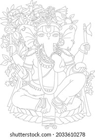 Lord Ganesha Line Drawing Illustration Blessing Stock Vector (Royalty ...