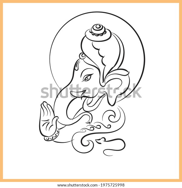 Lord Ganesha Line Drawing Vector Illustration Stock Vector (Royalty