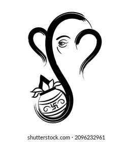 Lord Ganesha logo with Kalash and dry brsuh for Hindu Invitation card