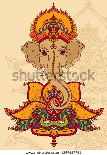 Lord Ganesha Lotus Flower Can Be Stock Vector (Royalty Free) 1249557781 ...