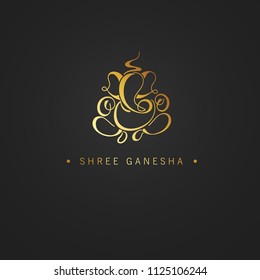 Lord Ganesha Shiny Line Art Wallpaper Design.