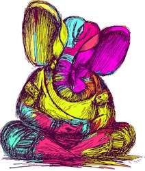 Dibujo De Lord Ganesha, Color