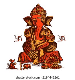 Lord Ganesha sketch and  Illustration for Happy Ganesh Chaturthi