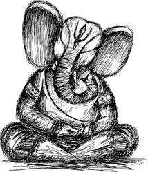 Dibujo De Lord Ganesha Monocromo