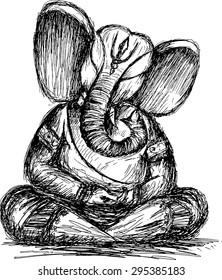 Lord Ganesha sketch, monochrome