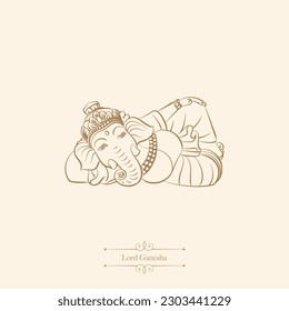 lord Ganesha sleeping in Vishnu asana Illustratration for Ganesha festival and.