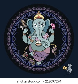 Lord Ganesha. Vector hand drawn illustration.